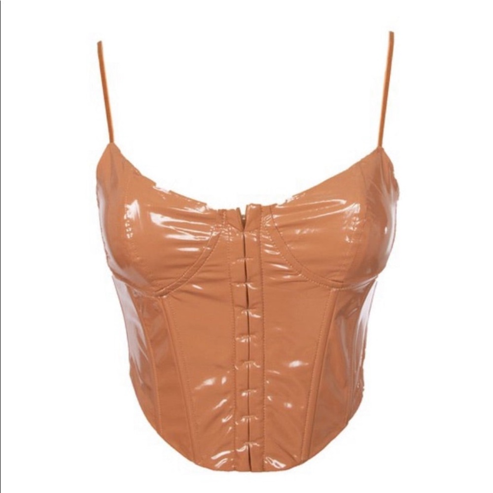 Vinyl crop corset nude